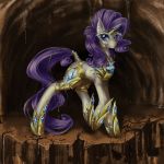  1girl armour cave crystal equine fim friendship_is_magic gem_cutie_mark looking_up mlp my_little_pony rarity_(mlp) rock solo unicorn 