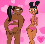 ass bigtyme bra katie_(tdi) leshawna leshawna_(tdi) looking_at_viewer looking_back panties pink_bra pink_panties smile tagme total_drama_island