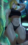 1girl 1girl abs big_breasts blush breasts clothed_female echosaber female_focus female_only high_res long_hair mature mature_female metroid muscle muscle muscular muscular_female samus_aran solo_female solo_focus tagme thick_thighs video_game_character video_game_franchise zero_suit