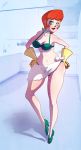  af af_(artist) big_breasts bikini black_eyes bra breasts dexter&#039;s_laboratory dexter&#039;s_mom gloves milf panties presenting red_hair solo swimsuit thick_thighs underwear wide_hips 