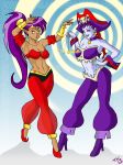 2girls :o arabian_clothes big_breasts breasts mind_control multiple_girls risky_boots shantae shantae_(character) smile trishbot