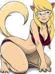  1girl anthro blonde_hair bra callie_briggs cat cleavage eyewear feline female female_only furry g.f.d glasses green_eyes hair hanna-barbera long_hair navel panties seductive smile swat_kats tail underwear 