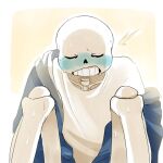 1:1 1:1_aspect_ratio 1boy animated_skeleton blue_blush blush cheztnuts closed_eyes hooded_jacket hoodie implied_masturbation jacket male male_only monster off_shoulder sans sans_(undertale) simple_background skeleton solo_male undead undertale undertale_(series)