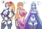 3girls belly big_breasts breasts fi maniacpaint midna midriff multiple_girls navel princess_zelda skyward_sword the_legend_of_zelda twilight_princess