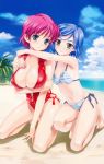 arm_under_breasts bikini breast_hold cleavage erect_nipples happoubi_jin huge_breasts hugging iihara_nao koromogae_maya resort_boin small_breasts swimsuits