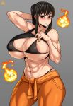 1girl 2boys big_breasts black_hair breasts fire_force high_res huge_breasts jmg lactation long_hair maki_oze male/female oral_penetration patreon patreon_paid patreon_reward purple_eyes pussy pussylicking solo_focus teen tongue_in_pussy x-ray