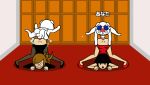  2girls anal_penetration ass ass_fucking ass_penetration assistant black_legwear black_shoes blush brown_hair dog door elevator helicopter_position long_hair minus8 nintendo pig red_carpet red_shoes rhythm_girl rhythm_heaven rhythm_heaven_fever rough rough_sex shoes short_hair the_assistant_(rhythm_tengoku) 