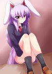 1girl animal_ears blazer bunny_ears female holding_legs leg_hold long_hair purple_hair rating red_eyes reisen_udongein_inaba solo touhou very_long_hair yakumo_nanahara