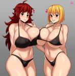  2_girls big_breasts blonde_hair bob_cut breasts brown_hair fallout female/female female_focus female_only friday_night_funkin girlfriend_(friday_night_funkin) high_res long_hair mature mature_female patreon patreon_paid patreon_reward short_hair vault_girl video_game_character video_game_franchise 