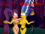  bottomless cosplay creek_12 crossover futurama halloween marge_simpson no_panties pantless princess_leia_organa public_nudity star_wars the_simpsons topless turanga_leela 