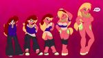 anthro big_macintosh breasts chart clothing cutie_mark_clothing equine friendship_is_magic gender_swap high_res looking_at_viewer my_little_pony my_little_pony_generation_4 pink_background pony shoes simple_background solo text