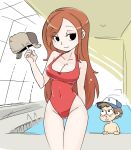 big_breasts breasts cleavage dipper_pines gravity_falls hat headgear highleg_swimsuit long_hair nosebleed one-piece_swimsuit rei_no_pool shepherd0821 that_pool thigh_gap wendy_corduroy