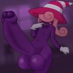 full-package_futanari futanari ghost ghost_girl nikoh nintendo paper_mario paper_mario:_the_thousand_year_door purple_skin shadow_siren striped_hat super_mario_bros. trap vivian_(paper_mario) witch_hat