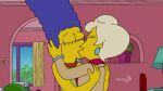 2girls french_kiss gif hug hugging kissing lesbian lindsey_naegle marge_simpson multiple_girls the_simpsons yellow_skin yuri