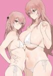 2_girls big_breasts breasts female/female female_focus female_only huge_breasts iku_(ikuchan_kaoru) inui_sajuna inui_shinju long_hair older_sister pink_hair sisters size_difference smaller_female sono_bisque_doll_wa_koi_wo_suru teen thick_thighs younger_sister