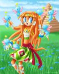 blue_eyes breasts chao echidna mexico orange_hair sonic_(series) tikal tikal_the_echidna