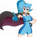 alluring big_breasts blue_hair blush breasts clair earrings gym_leader halubato ibuki_(pokemon) jewelry long_hair pokemon pokemon_(game) pokemon_gsc ponytail solo