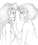  2_girls 2girls female_only hot_dog_water marcie_fleach monochrome mystery_inc nude pookieart pookieart_(artist) scooby-doo velma_dinkley yuri 