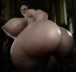 blonde_hair gigantic_ass gigantic_breasts honeydonuts hourglass_figure looking_back mother_miranda nun resident_evil resident_evil_8:_village voluptuous