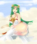 ass big_breasts breasts chenge-getter crown green_eyes green_hair kid_icarus long_hair palutena puddingplushiepalace stockings