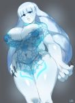  0lightsource 1girl areola areola_slip bangs big_breasts blue_eyes blunt_bangs breasts claws cleavage dahlia_(xenoblade) hand_on_hip lingerie long_hair navel nipple_bulge panties parted_lips paws see-through side-tie_panties thick_thighs thighs white_hair wide_hips xenoblade_(series) xenoblade_chronicles_2 