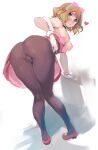 1girl 1girl ass bent_over blonde_hair blue_eyes blush breasts gloves heart legs looking_at_viewer pokemon pokemon_xy pussy serena_(pokemon) showcase_outfit terufuu wip