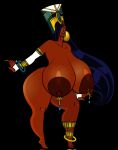 big_ass blue_hair brown_skin crown earrings gigantic_breasts newdityartz nipple_piercing original_character queen_ebonee tattoo voluptuous