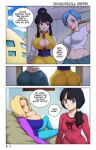  4girls android_18 ass big_ass big_breasts blonde_hair blue_hair breasts bulma_brief chichi dragon_ball dragon_ball_super dragon_ball_z female female_only gmilf jay-marvel milf milk mother-in-law_and_daughter-in-law shounen_jump slutty_outfit small_breasts videl 