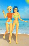 beach bikini blue_hair incest lisa_simpson marge_simpson mom_and_family the_simpsons yellow_hair yellow_skin yuri