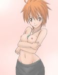 1girl azusa_(pokemon) breasts bridgette_(pokemon) brown_eyes creatures_(company) erect_nipples game_freak humans_of_pokemon nintendo nipples orange_hair pokemon pokemon_(anime) pokemon_(game) pokemon_bank pokemon_box_ruby_&_sapphire solo topless