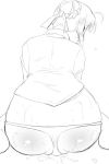  ass fate/stay_night fate_(series) looking_back monochrome panties plump saber sweat thong type-moon underwear utamaro 