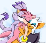 3girls amy_rose blaze_the_cat kissing riku rouge_the_bat sega sonic_(series) sonic_team yuri