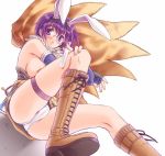 alchemist blush boots breasts game glasses gloves knee_high_boots panties purple_eyes purple_hair ragnarok_online short_hair skirt sword underwear weapon