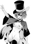  akane_hasegawa atlus breasts cloak elbow_gloves eye_mask gloves hasegawa_akane hat looking_at_viewer mask monochrome nude persona_5 persona_5_scramble:_the_phantom_strikers pussy shadow_akane stockings top_hat 