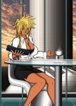 big_breasts bleach blonde_hair breasts dark_skin green_eyes long_hair tia_harribel tier_harribel