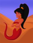  aladdin_(series) big_breasts black_hair breast breasts brown_eyes disney genie hair javidluffy princess_jasmine solo 