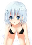 bikini blue_eyes blue_hair breasts cleavage date_a_live hard_nipples looking_at_viewer nipples origami_tobiichi tobiichi_origami white_hair