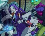  artistic beast_boy cum cum_drip cum_in_mouth cum_in_orifice cumshot cyborg dark-skinned_male dark_skin dc dc_comics hypnosis hypnotized interracial raven_(dc) teen_titans 