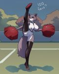 <3 1girl 2020 ? aikaanarchy anthro bdsm beastars big_breasts body_writing breasts brown_body brown_fur canid canine canis cheerleader clitoral_hood clitoris clothing digital_media_(artwork) english_text erect_nipples eyebrow_piercing facial_piercing flexible footwear footwear_only front_view full-length_portrait fur furry genitals harness high_res juno_(beastars) leather leather_harness legwear mammal mostly_nude nipple_piercing nipple_ring nipples on_one_leg one_leg_up outside piercing pom_poms portrait public_nudity pussy raised_leg shoes shoes_only split spread_legs spreading standing standing_split stockings tattoo text wolf