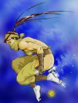 1girl brown_hair capcom cum_(artist) hip_vent ibuki ibuki_(street_fighter) muscle ninja ponytail solo street_fighter street_fighter_iii