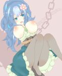 1girl 2012 big_breasts blue_eyes blue_hair breasts chain cute female_only hair_ornament happy_tree_friends humanized long_hair nipples petunia rope tagme tied