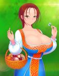 akiranime akiranime_(artist) basket big_breasts bouncing_breasts breasts cleavage flower fuckable gif green_eyes huge_breasts human insanely_hot large_breasts looking_at_viewer loop marusya_(akiranime) massive_breasts mushrooms red_hair redhead smile walking