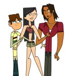  alejandro_burromuerto_(tdi) asian asian_female brown_hair cartoon_network cody_(tdi) dark_skin green_eyes heather_(tdi) latino long_hair navel one_eye_closed soul_patch total_drama_island winking 