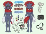 anthro areola ass band-aid big_breasts breasts clothing english_text erect_nipples facial_markings female looking_at_viewer markings nintendo nipples nude pokemon pussy red_eyes smile teckworks text video_games weavile