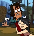 1boy 1girl asian asian_female black_hair breasts cartoon_network duo heather_(tdi) hourglass_figure navel noah_(tdi) teeth thick_ass thick_legs thick_thighs total_drama_island tree