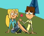 big_breasts blonde_hair bridgette_(tdi) brown_hair cartoon_network cody_(tdi) duo green_eyes hourglass_figure light-skinned_female long_blonde_hair long_hair surfer_girl thick_ass thick_legs thick_thighs total_drama_island