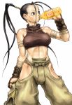 1girl black_hair breasts capcom female hip_vent ibuki ibuki_(street_fighter) kari_(artist) long_hair muscle ninja ponytail shirt solo street_fighter street_fighter_iii taut_clothes taut_shirt