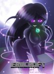  big_breasts black_hair breasts endergirl enderman fatelogic glowing_eyes minecraft nipples nude personification purple_eyes smile 