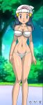 1girl alluring bare_legs blue_hair bra dawn dawn_(pokemon) female_abs hikari_(pokemon) hot humans_of_pokemon kageta lake_art lingerie nintendo panties pokemon pokemon_character pokemon_diamond_pearl_&_platinum porkyman protagonist_(pokemon) sexy underwear voluptuous zage_inc