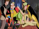 blonde_hair cartoonvalley.com crown disney group_sex helg_(artist) king_hubert king_stefan light-skinned_female light_skin minstrel_(sleeping_beauty) nude prince_phillip princess_aurora sleeping_beauty